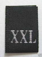 Black Woven Clothing Sewing Garment Label Size Tags - XXL - Extra Extra Large (50-1000pcs)