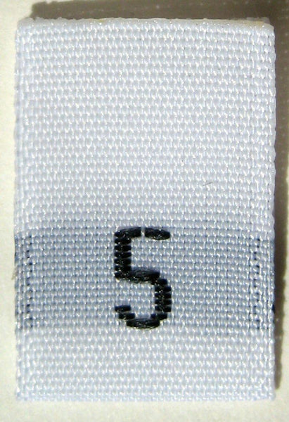 White Woven Clothing Sewing Garment Label Size Tags - 5 - FIVE (50-1000pcs)