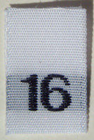 White Woven Clothing Sewing Garment Label Size Tags - 16 - SIXTEEN (50-1000pcs)
