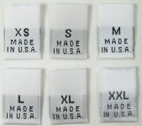 Bundle Size XS-XXL Made in USA White Woven Clothing Sewing Garment Label Size Tags (60-1000pcs)