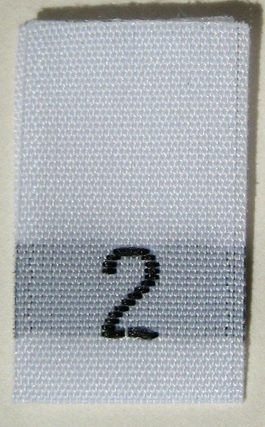 White Woven Clothing Sewing Garment Label Size Tags - 2 - TWO (50-1000pcs)
