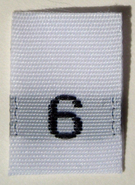 White Woven Clothing Sewing Garment Label Size Tags - 6 - SIX (50-1000pcs)