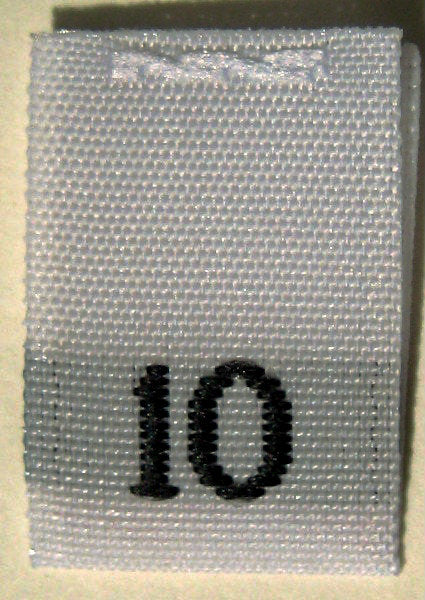 White Woven Clothing Sewing Garment Label Size Tags - 10 - TEN (50-1000pcs)