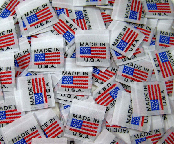 White American Flag Made in USA Woven Clothing Sewing Garment Label Tags (25-10000pcs)