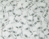 White Woven Clothing Sewing Garment Label Size Tags - 13 - THIRTEEN (50-1000pcs)