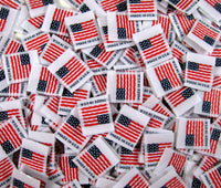 White Woven American Flag Made in USA Folded Double Sided Clothing Sewing Garment Label Tags (25-10000pcs)