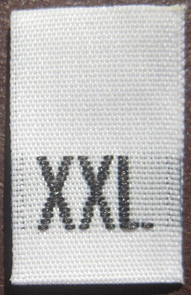 White Woven Clothing Sewing Garment Label Size Tags - XXL - Extra Extra Large (50-1000pcs)