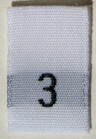 White Woven Clothing Sewing Garment Label Size Tags - 3 - THREE (50-1000pcs)