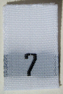 White Woven Clothing Sewing Garment Label Size Tags - 7 - SEVEN (50-1000pcs)