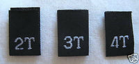Black Bundle 2T 3T 4T Woven Toddler Clothing Sewing Garment Label Size Tags (50-1000pcs)