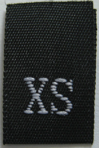 Black Woven Clothing Sewing Garment Label Size Tags - XS - Extra Small (50-1000pcs)